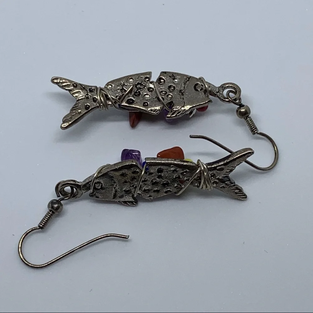 Vintage dangling fish earrings